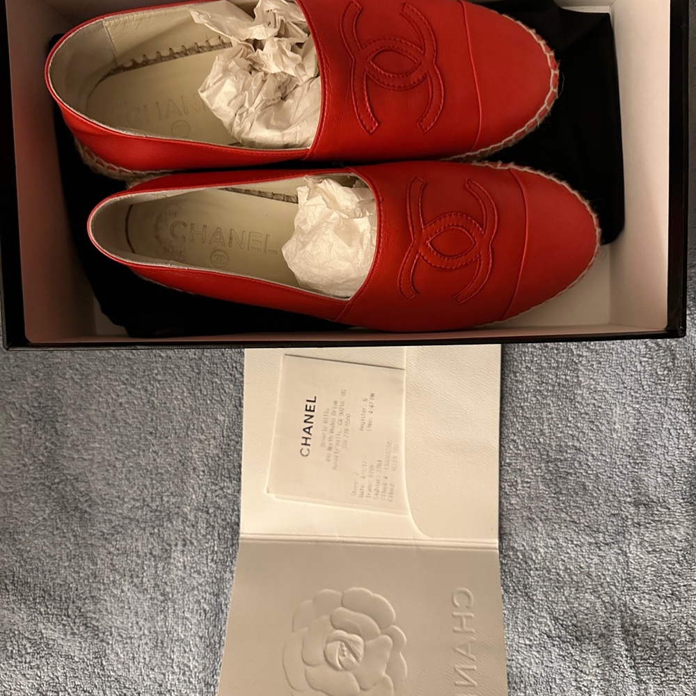 Chanel Red Espadrilles
